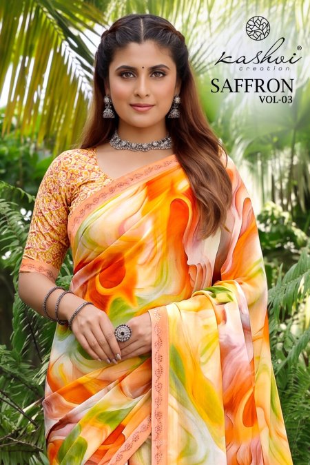 Saffron Vol 3 By Kashvi Raga Weightless Swarovski Saree